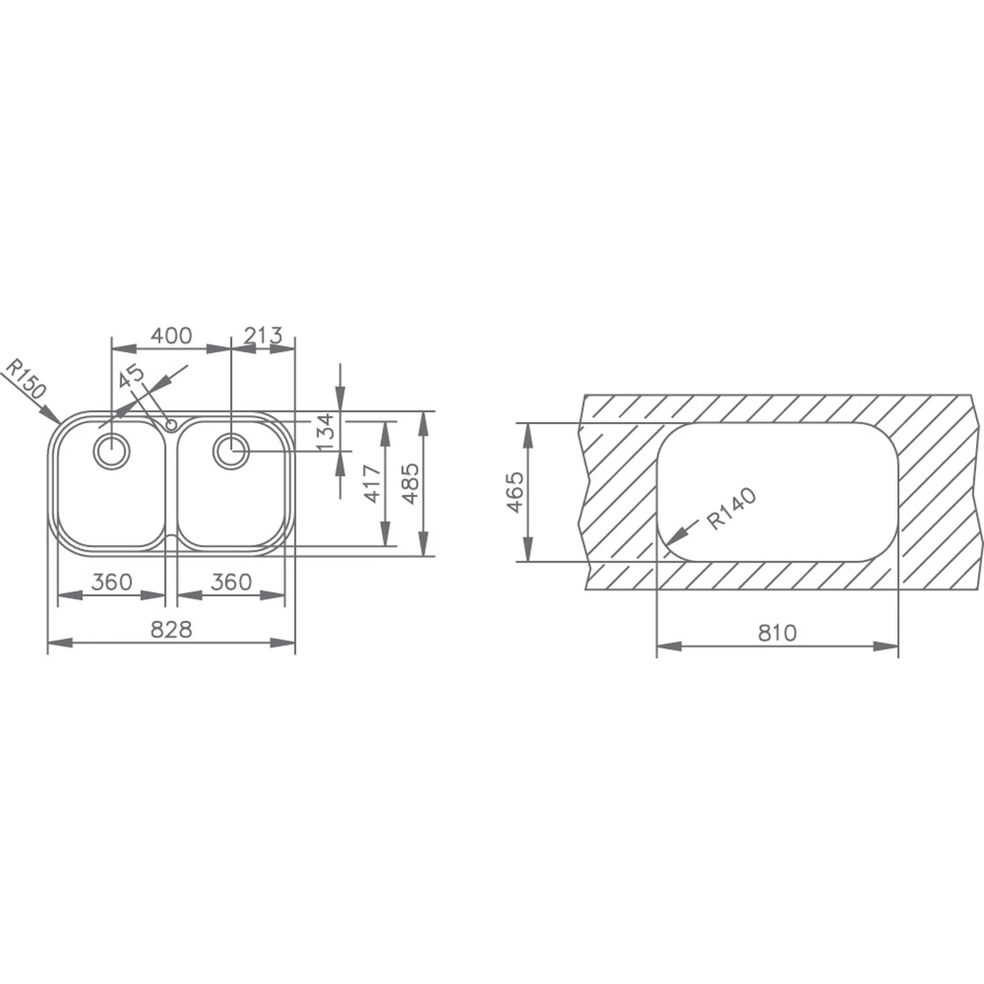 Fregadero encastrado Stylo 2B con cubetas de 36 cm - Image 3