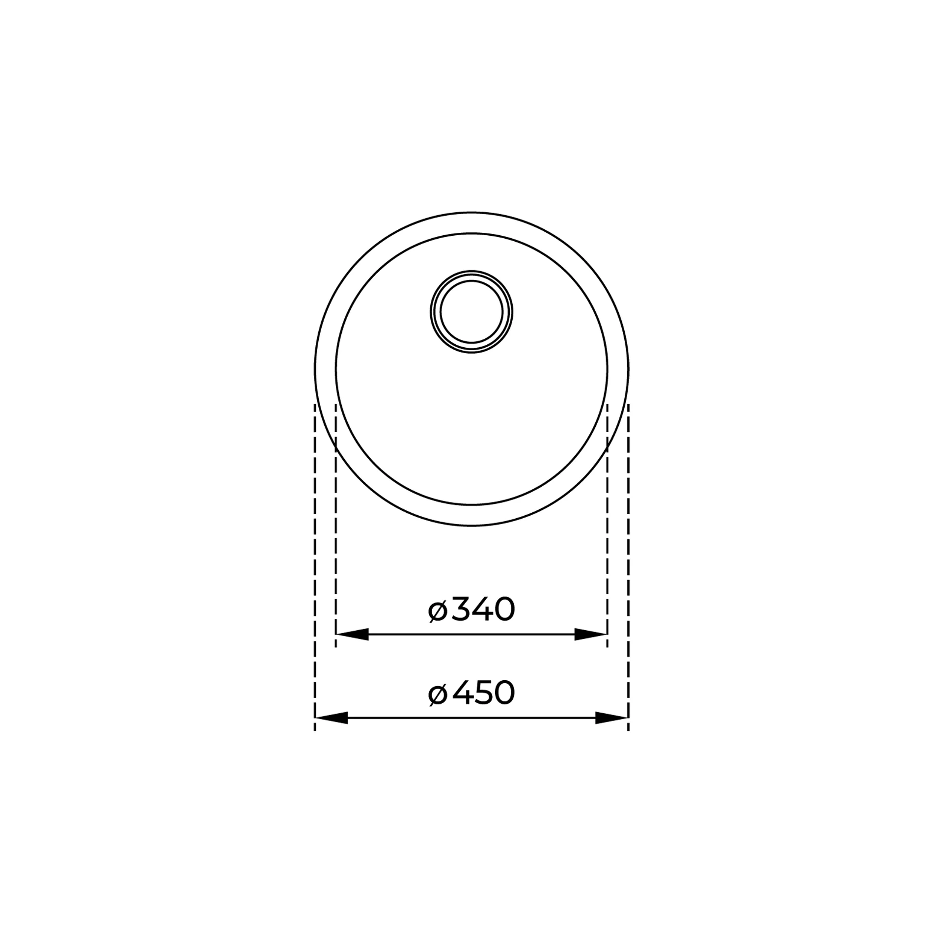 Fregadero encastrado Basico Ø450 1B de acero inoxidable con una cubeta de 45 cm de diámetro - Image 3