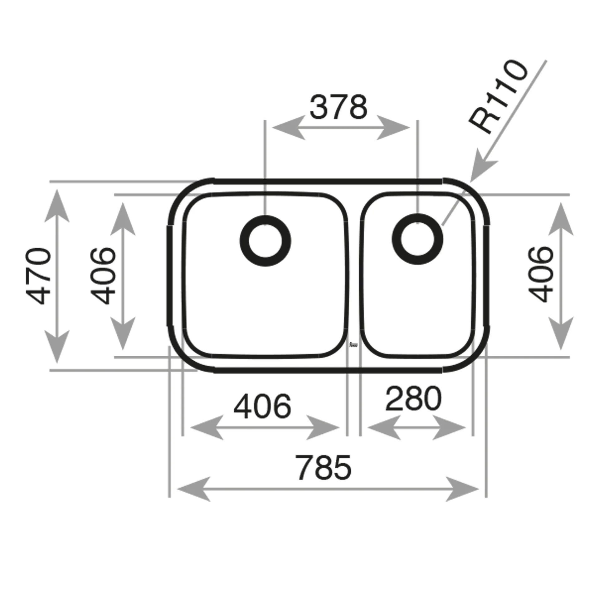 Fregadero bajo encimera BE 2C 785 de 79 cm con dos cubetas - Image 3