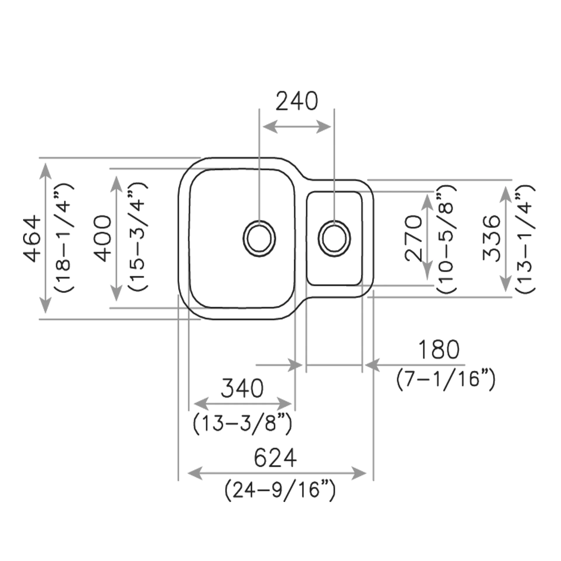 Fregadero bajo encimera BE 1½B 625 con cubeta grande y auxiliar - Image 3