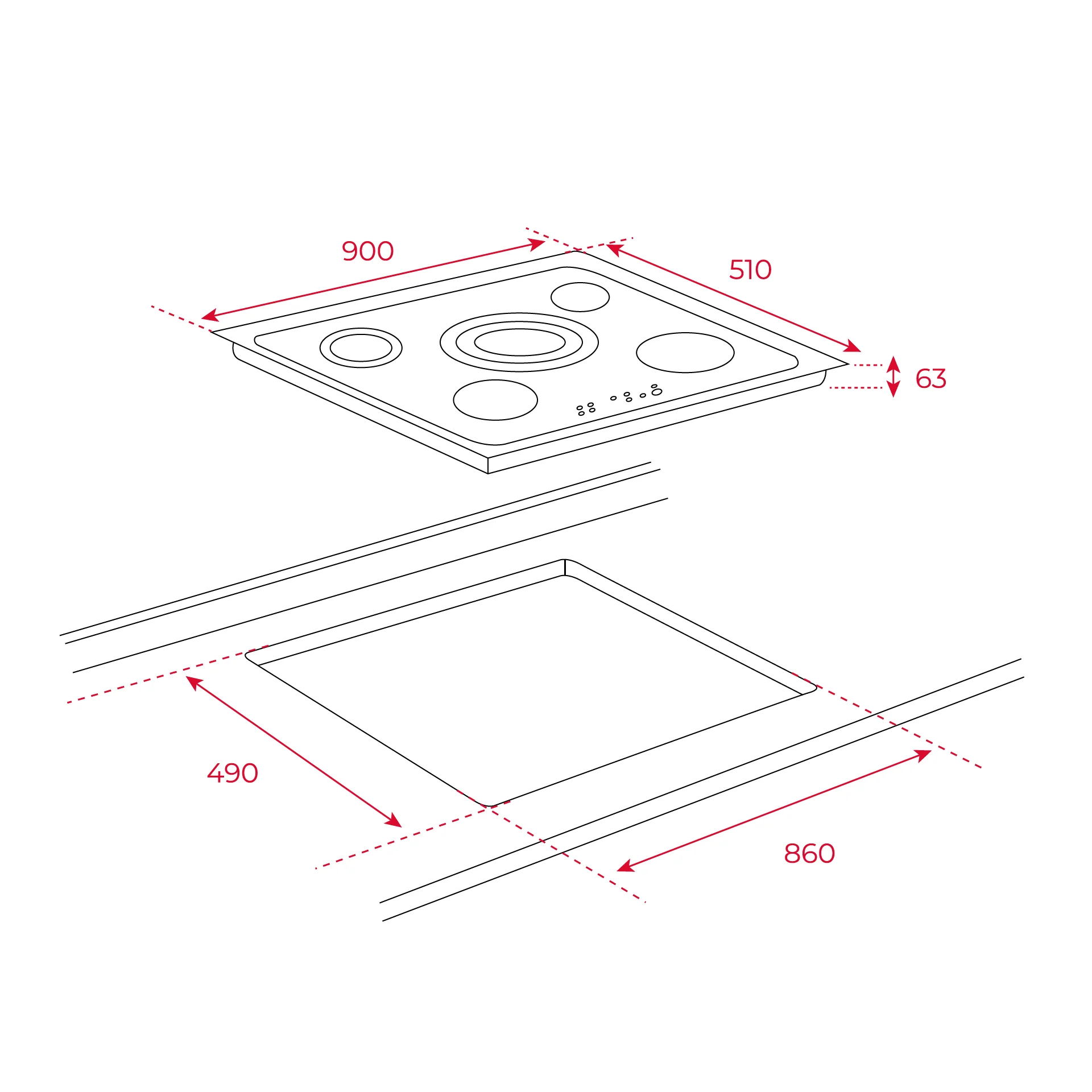 Vitrocerámica TR 951 de 90 cm con 5 zonas con Touch Control - Image 3
