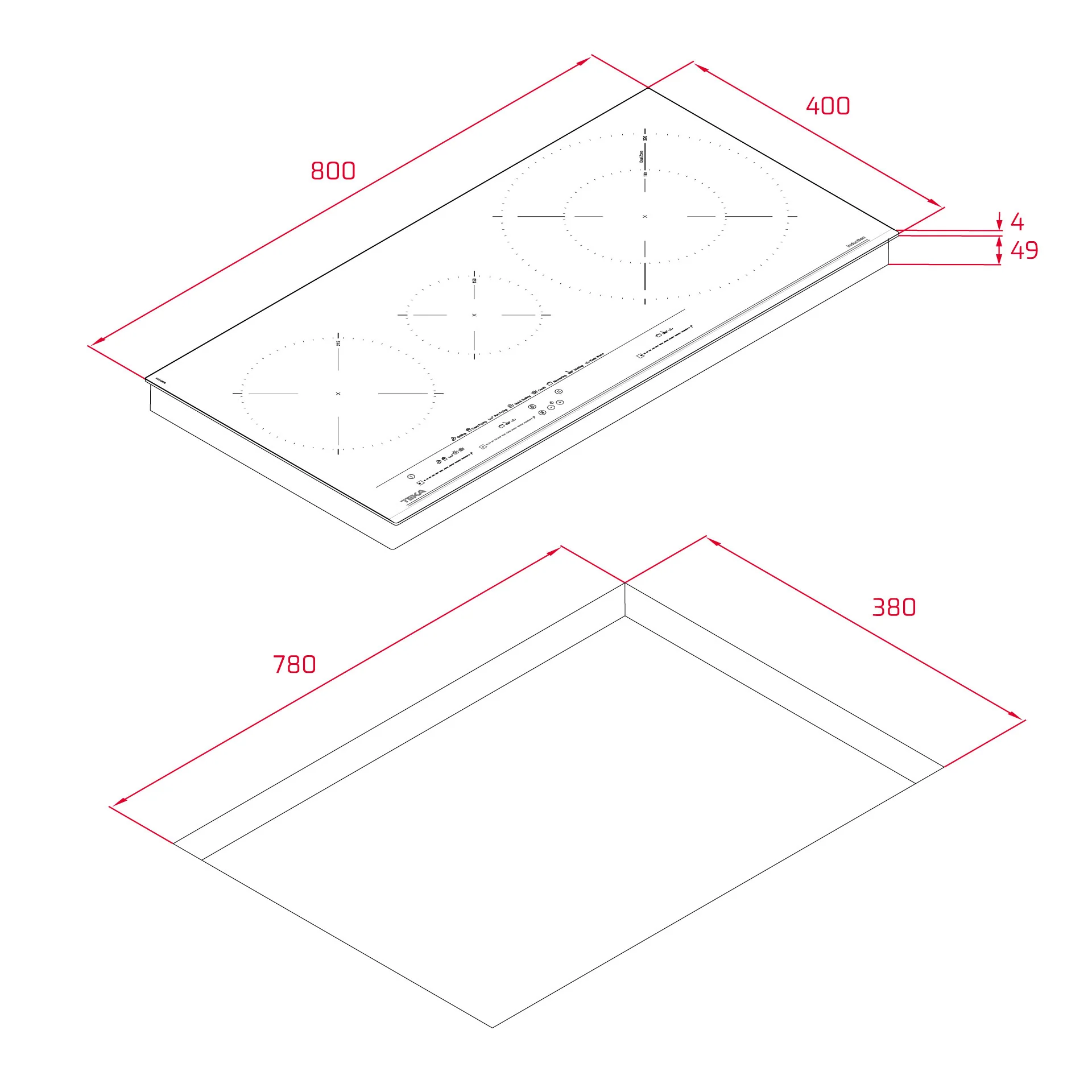 Placa Inducción IZC 83620 MST de 80 cm con control táctil MultiSlider y 3 zonas de cocinado - Image 3
