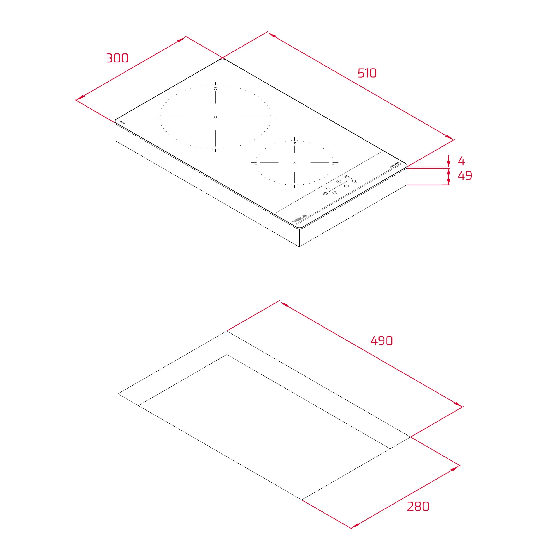 Placa modular de inducción IBC 32000 TTC de 30 cm con 2 zonas de cocinado - Image 3