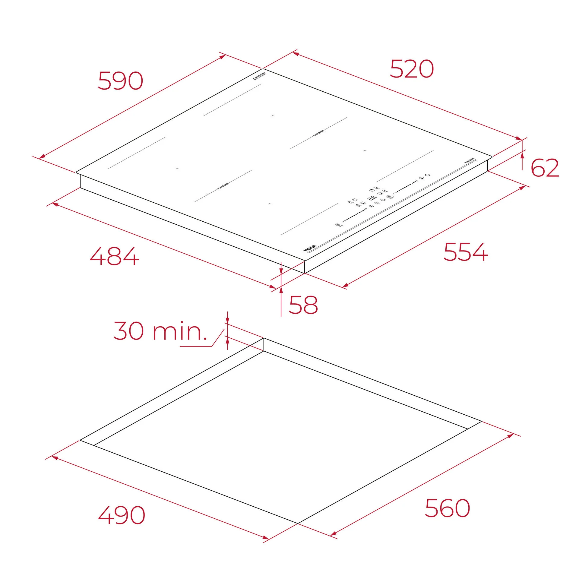 Placa de inducción de 60 cm con 4 flex zones - Image 3