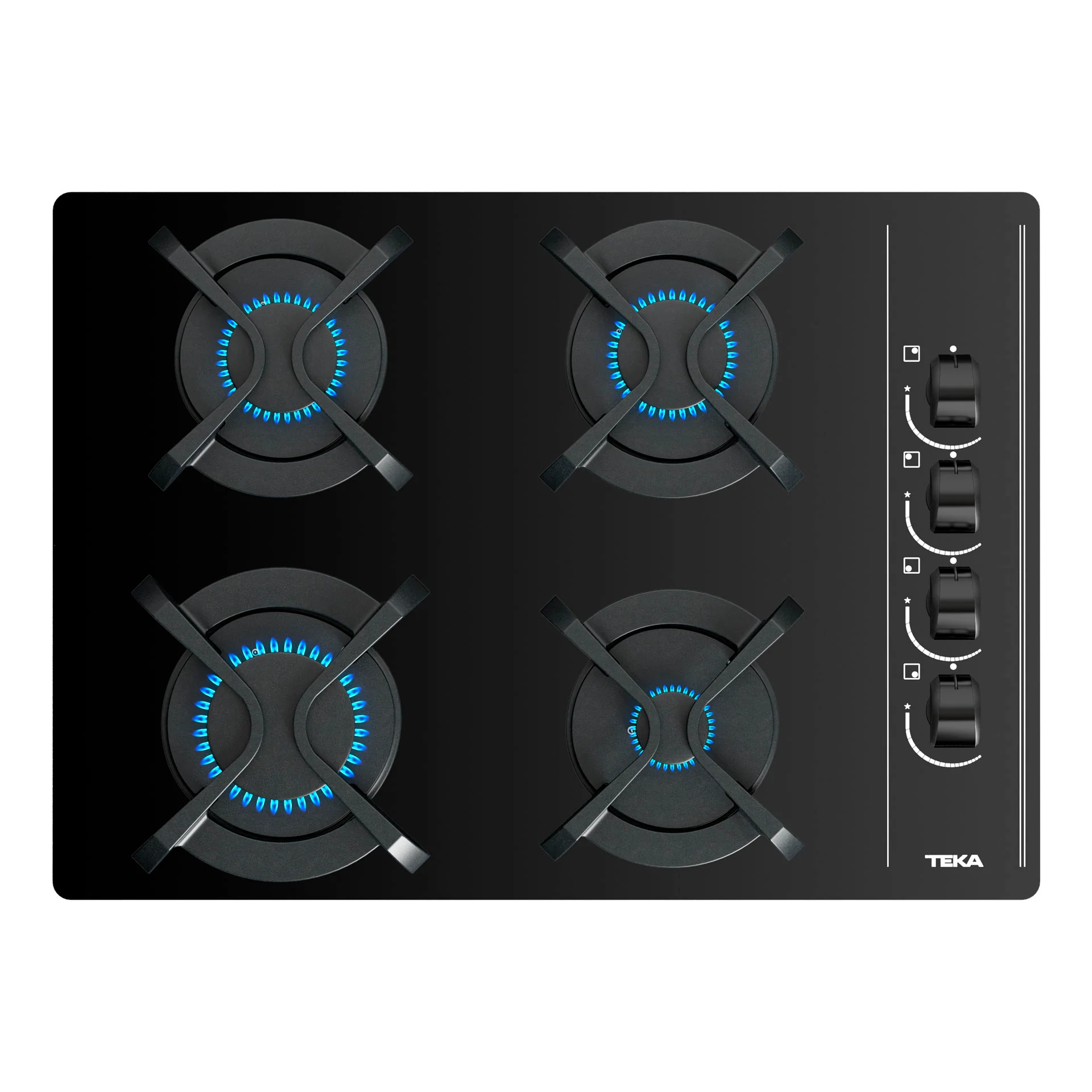 Placa Cristal Gas GBC 64003 KBA de 60 cm con mandos frontales ergonómicos de gas butano