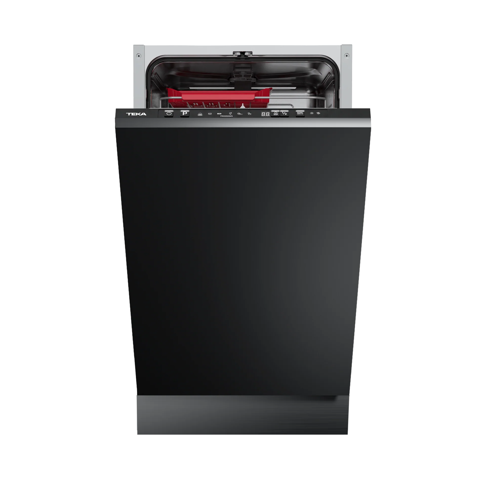 Lavavajillas integrable DFI 44850 con capacidad de 10 cubiertos, puerta deslizante y bandeja deslizante Extra Tray