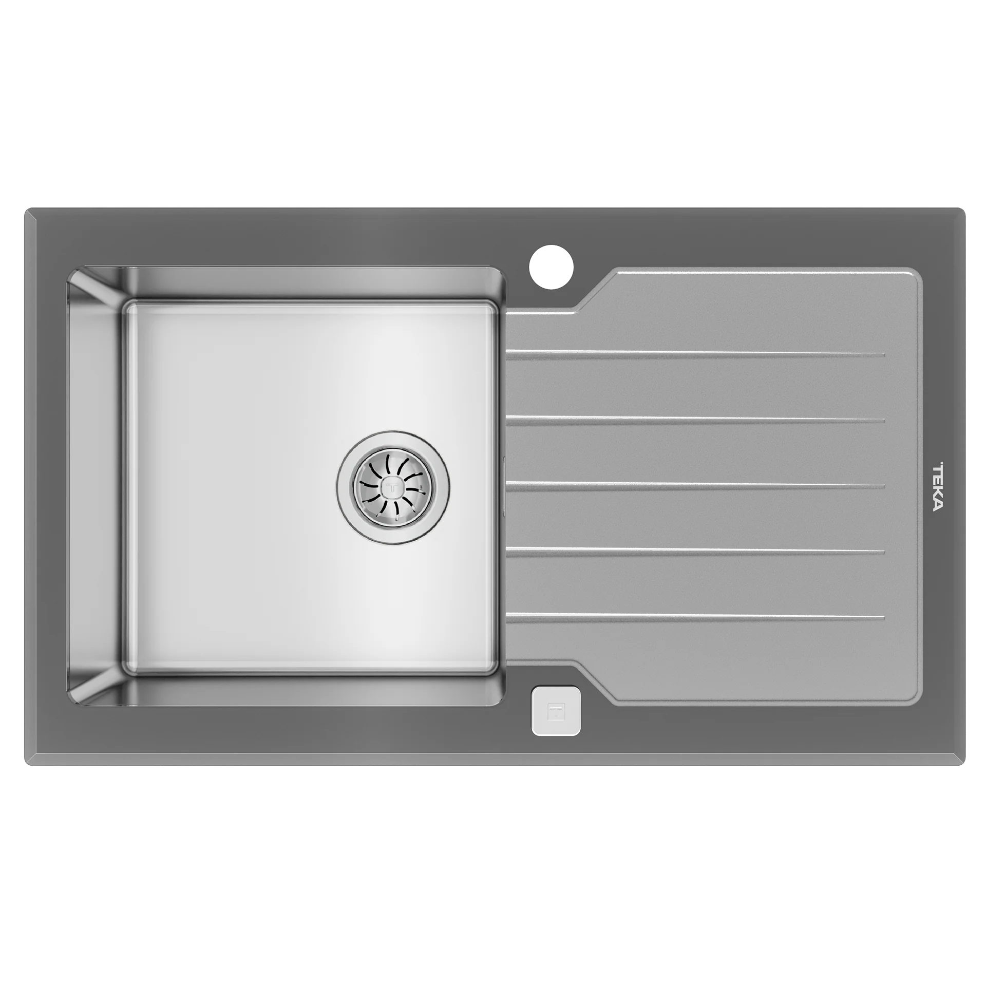 Fregadero encastrado LUXE 1B 1D Stone Grey de 50 cm con cubeta y escurridor de acero inoxidable