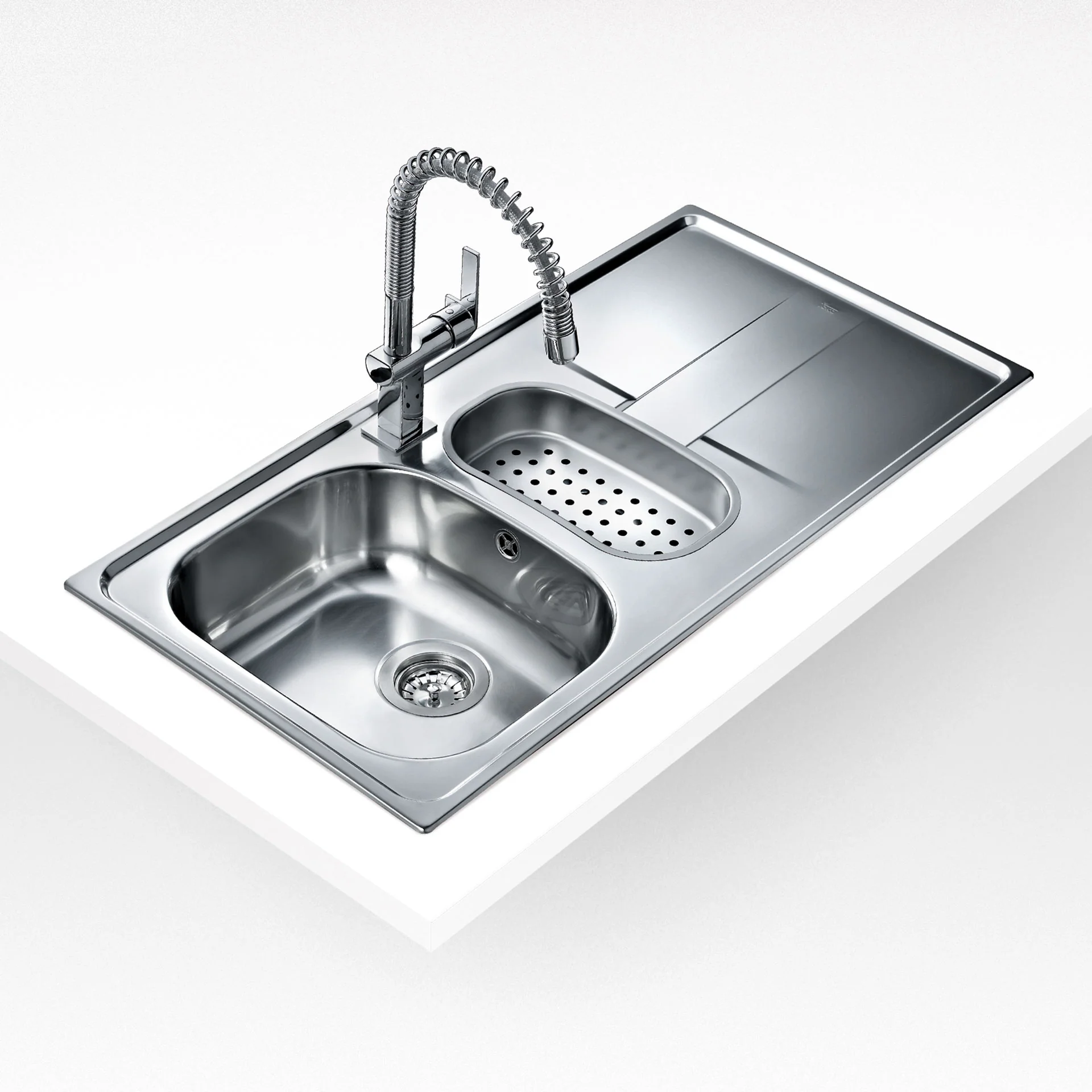 Fregadero Stena 60-B 1½C 1E reversible encastrado de 60 cm con una cubeta principal, una auxiliar y escurridor - Image 2
