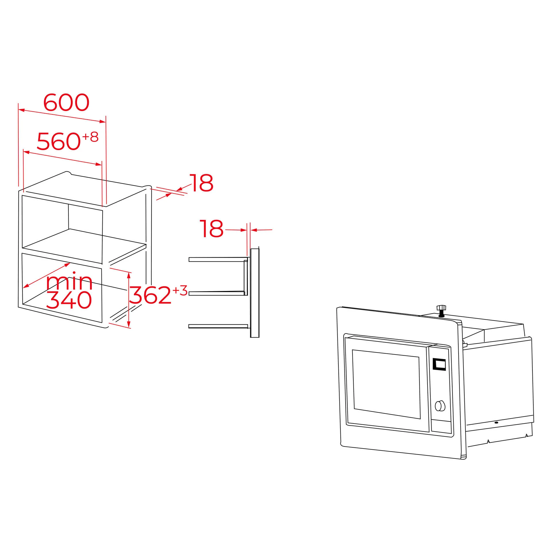 Microondas de integración + Grill MWE 225 FI de 20L - Image 3